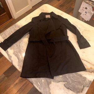 2Sable Black Faux Suede‎ Black Trench Style Jacket Size Medium